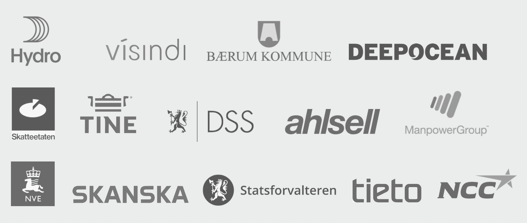 Våre kunder i både offentlig og privat sektor