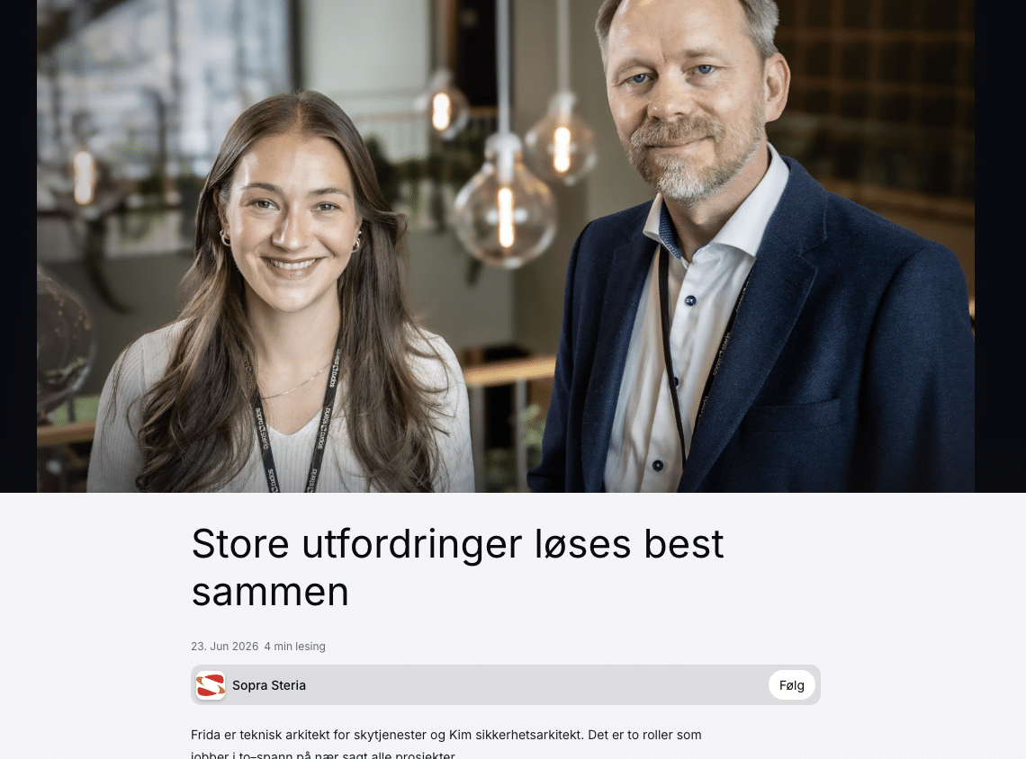 Bilde fra en artikkel for Sopra Steria